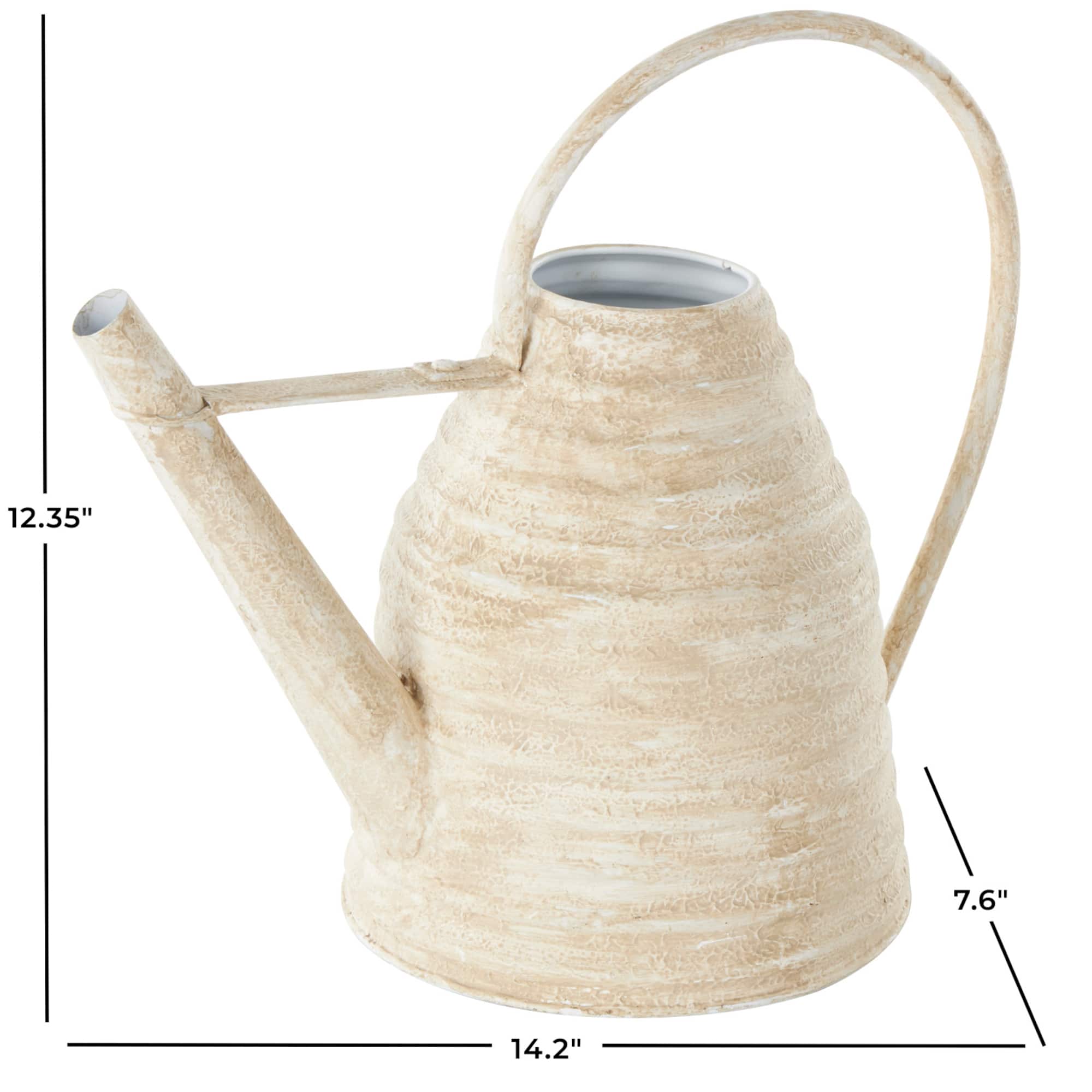 14" Cream Metal Beehive Shaped Watering Can Planter
